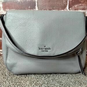 Kate Spade New York Jackson Meduim Shoulder Bag Flap Nimbus Grey Pebbled Leather